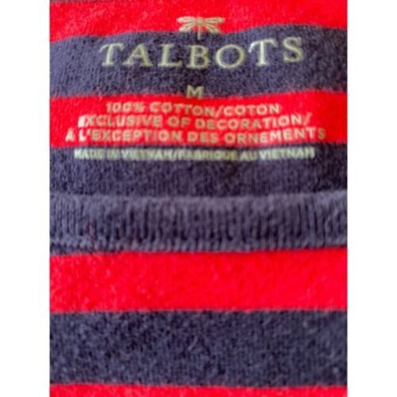 Talbots Women’s Red and Blue Striped Snowflake Bling Top Size Medium - Picture 6 of 8